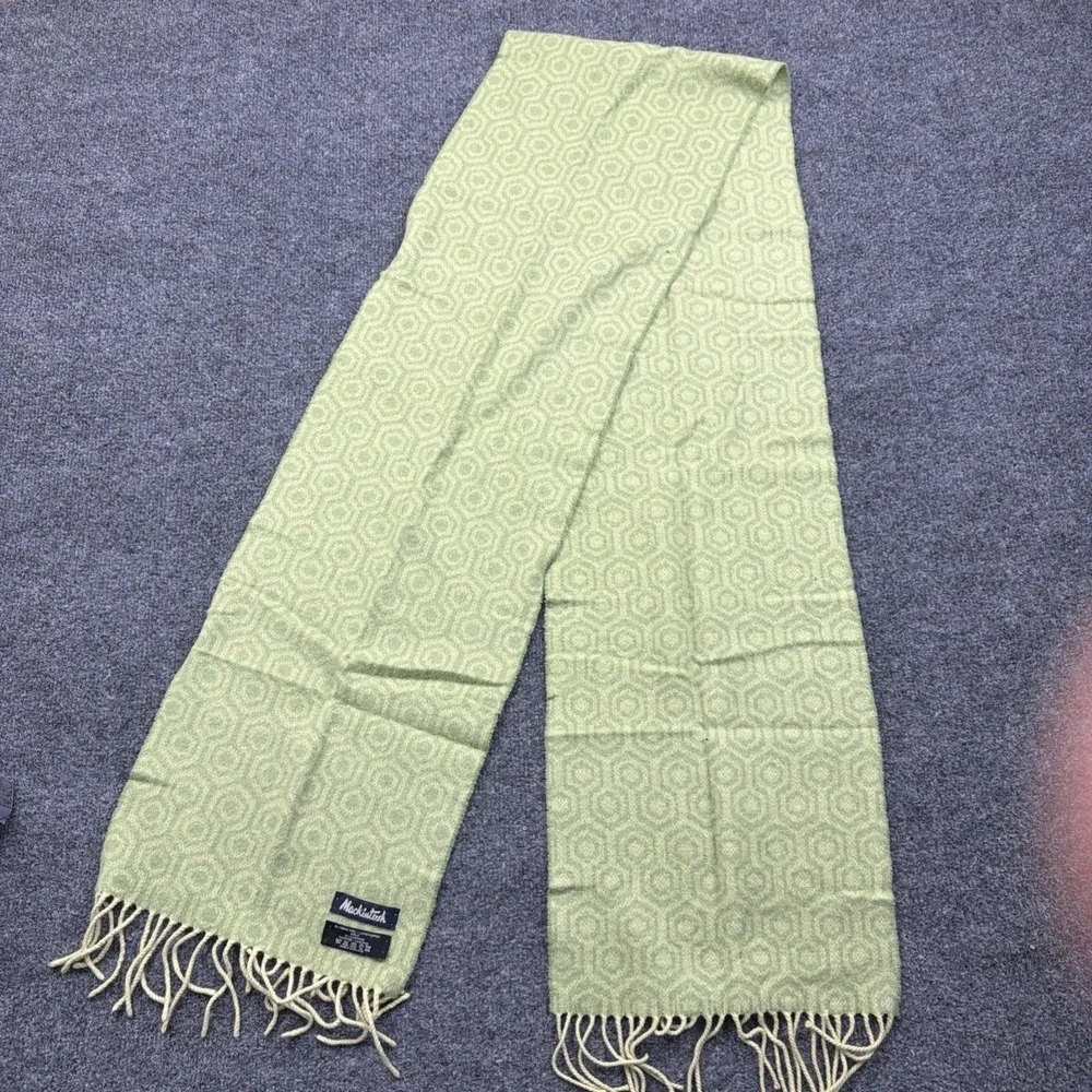VINTAGE Mackintosh Womens Green Chashmere & Merino Wool Knit Scarf Tassles